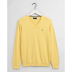 Gant classic Cotton V-neck Sweater Geel